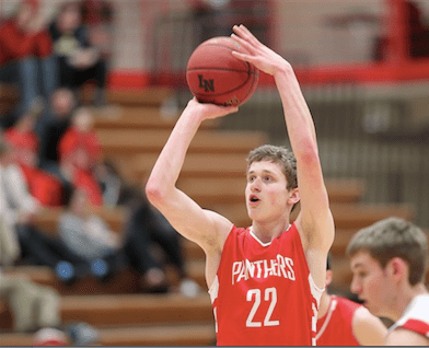 Brooks takes a shot from the free-throw line. Photo by: Jim Lindquist