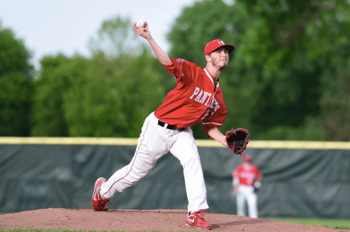 Riach prepares to release the pitch in the Class 3A, Section 3 final. CREDIT: Nick Lieser